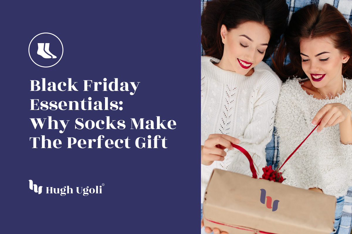 Two women in cozy white sweaters opening a Hugh Ugoli gift box, perfect for Black Friday gifting